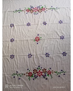 Handpainted  cotton Single bed sheet Floral Print - Design 2